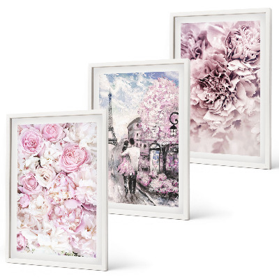 Tavelset ovanför soffa Blommor i nyanser av rosa landskap