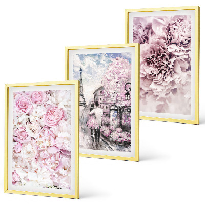 Tavelset ovanför soffa Blommor i nyanser av rosa landskap