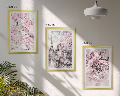 Tavelset ovanför soffa Blommor i nyanser av rosa landskap