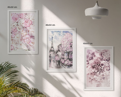 Tavelset ovanför soffa Blommor i nyanser av rosa landskap