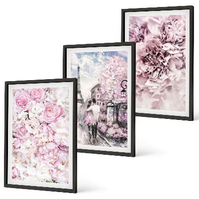 Tavelset ovanför soffa Blommor i nyanser av rosa landskap