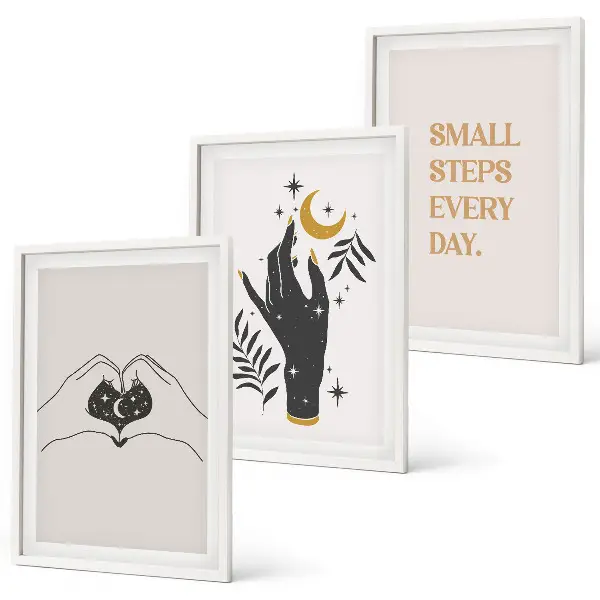 Minimalistiska boho-illustrationer tavelset med ramar