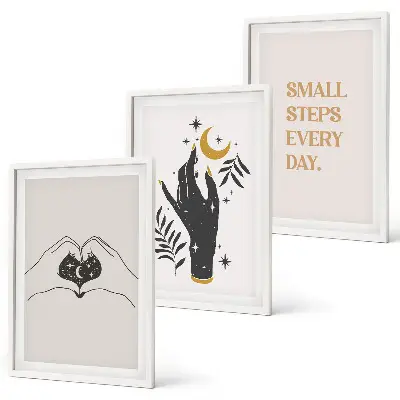 Minimalistiska boho-illustrationer tavelset med ramar