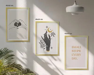 Minimalistiska boho-illustrationer tavelset med ramar