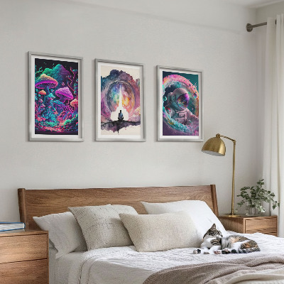 Tavelpaket med ramar Färgglada fantasikonstillustrationer