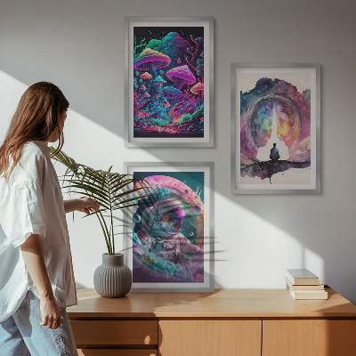 Tavelpaket med ramar Färgglada fantasikonstillustrationer