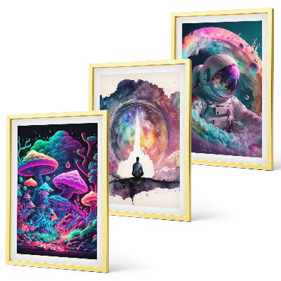 Tavelpaket med ramar Färgglada fantasikonstillustrationer