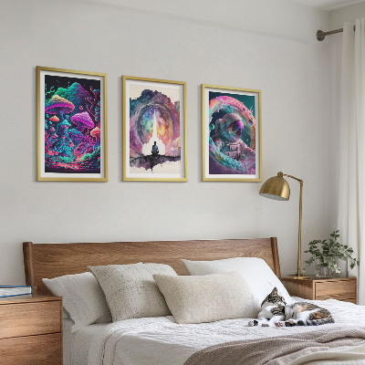 Tavelpaket med ramar Färgglada fantasikonstillustrationer