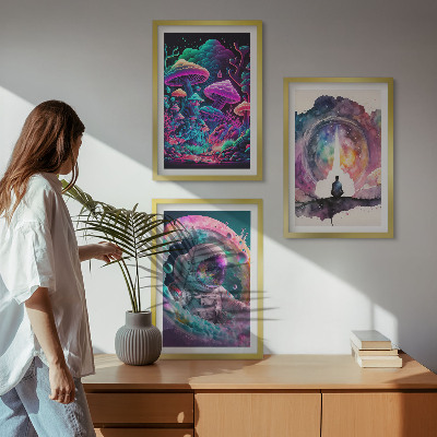 Tavelpaket med ramar Färgglada fantasikonstillustrationer