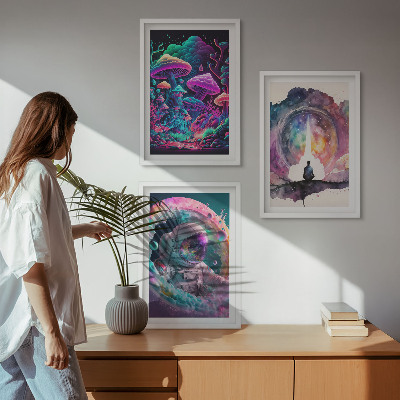 Tavelpaket med ramar Färgglada fantasikonstillustrationer