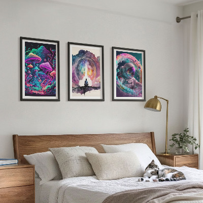 Tavelpaket med ramar Färgglada fantasikonstillustrationer