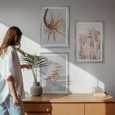 Tavelset ovanför soffa Gräsblommor ljus bakgrundsuppsättning