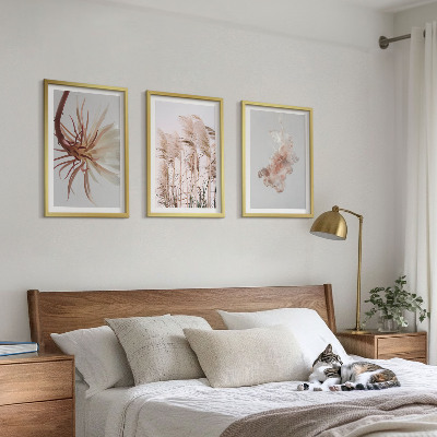 Tavelset ovanför soffa Gräsblommor ljus bakgrundsuppsättning