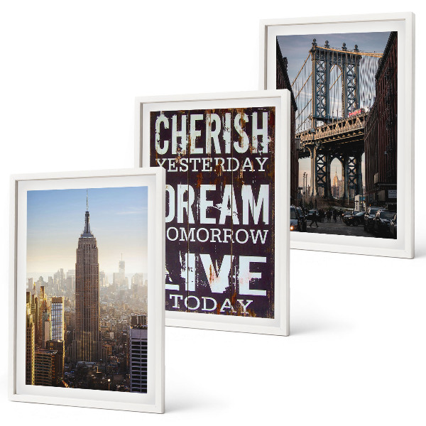 Tavelpaket med ramar Citat om New Yorks landskap