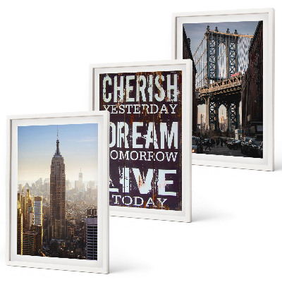 Tavelpaket med ramar Citat om New Yorks landskap
