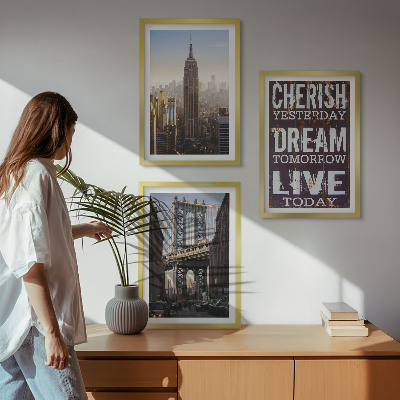 Tavelpaket med ramar Citat om New Yorks landskap