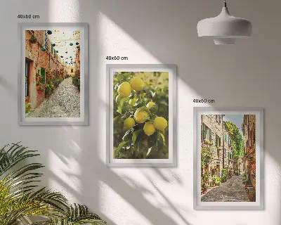 Gator med citronblommor set om 3 tavlor