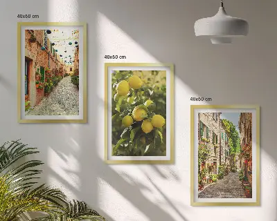 Gator med citronblommor set om 3 tavlor