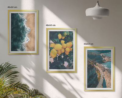 Tavelpaket med ramar Havsstrand citroner berg