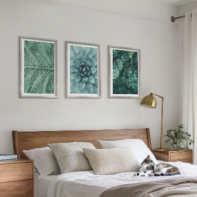 Tavelset ovanför soffa Närbild av växtblad