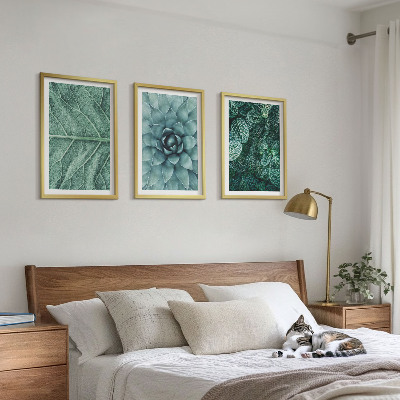 Tavelset ovanför soffa Närbild av växtblad