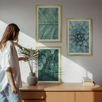 Tavelset ovanför soffa Närbild av växtblad