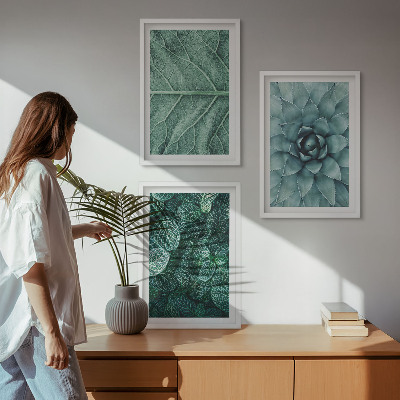 Tavelset ovanför soffa Närbild av växtblad