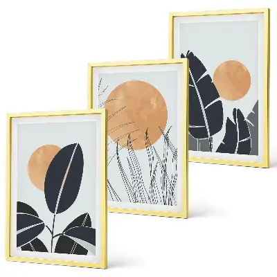 Växtmönster stora solar minimalistiska set med 3 tavlor