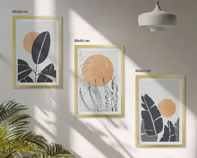 Växtmönster stora solar minimalistiska set med 3 tavlor