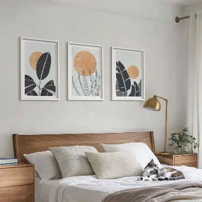 Växtmönster stora solar minimalistiska set med 3 tavlor