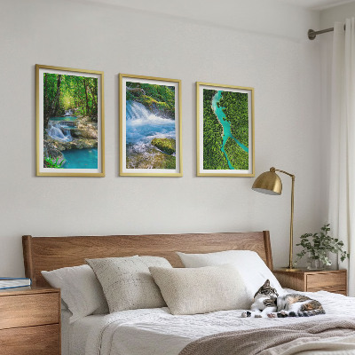 Set om 3 tavlor Gröna skogar, kristallklart vatten