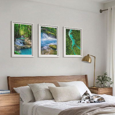 Set om 3 tavlor Gröna skogar, kristallklart vatten