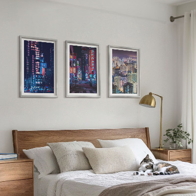 Tavelpaket med ramar Nattstadens neonljus