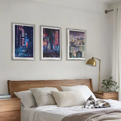 Nattstadens neonljus tavelpaket med ram