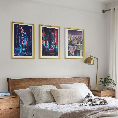 Tavelpaket med ramar Nattstadens neonljus