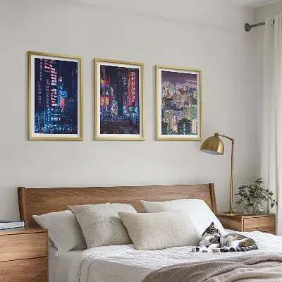 Nattstadens neonljus tavelpaket med ram