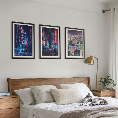 Tavelpaket med ramar Nattstadens neonljus