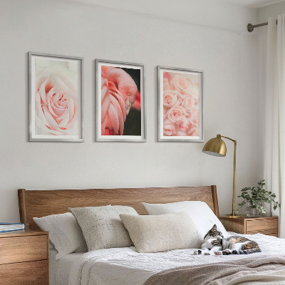 Tavelset ovanför soffa Pastellrosa flamingos delikat