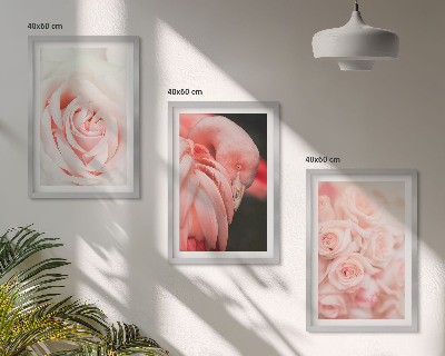 Tavelset ovanför soffa Pastellrosa flamingos delikat