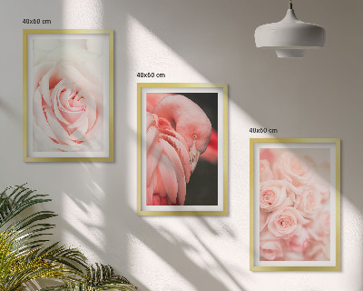 Tavelset ovanför soffa Pastellrosa flamingos delikat
