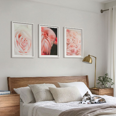 Tavelset ovanför soffa Pastellrosa flamingos delikat