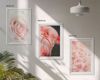 Tavelset ovanför soffa Pastellrosa flamingos delikat