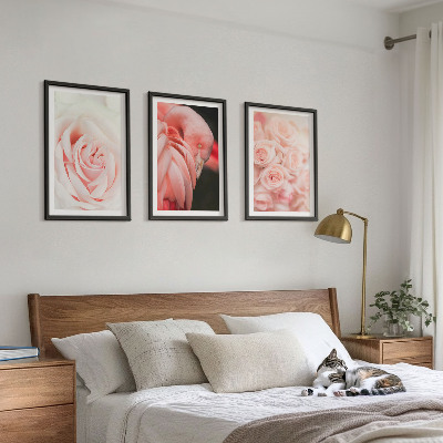 Tavelset ovanför soffa Pastellrosa flamingos delikat