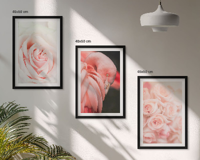 Tavelset ovanför soffa Pastellrosa flamingos delikat
