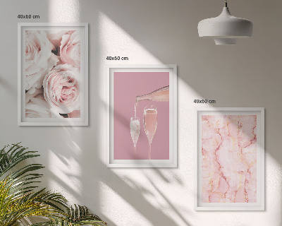 Tavelpaket med ramar Champagne rosor marmor bakgrund