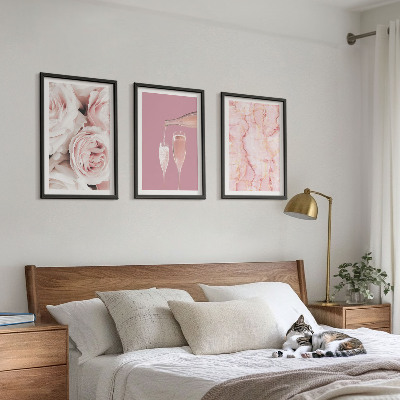 Tavelpaket med ramar Champagne rosor marmor bakgrund