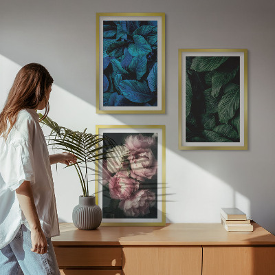 Tavelpaket med ramar Blad, blommor, olika färger