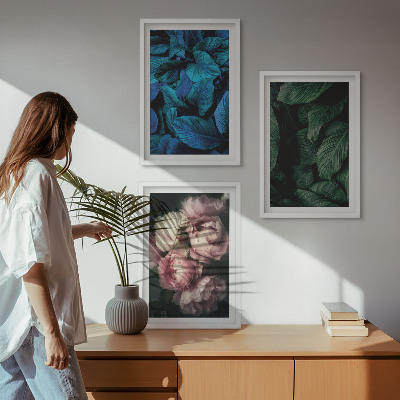 Tavelpaket med ramar Blad, blommor, olika färger