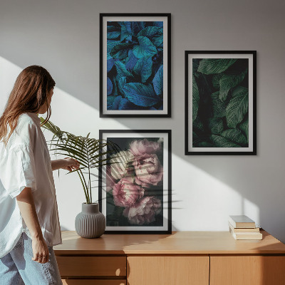 Tavelpaket med ramar Blad, blommor, olika färger