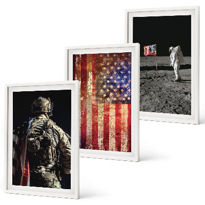 Tavelset ovanför soffa Amerikanska symboler USA:s flagga